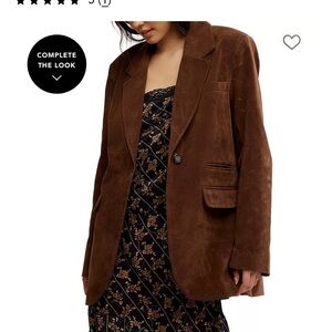 Free People paper cut faux suede Rich Brown Women's Blazer